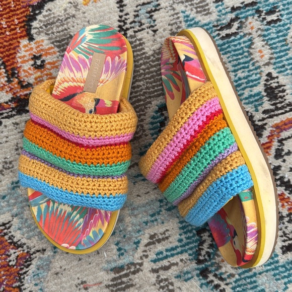 Farm Rio Crochet Colorful Slides Size 8 - Picture 2 of 6